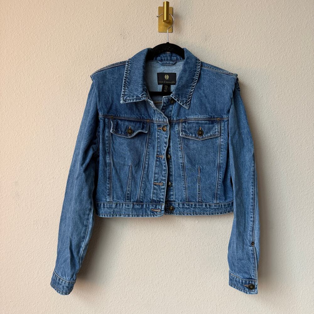 House of Harlow 1960 Cropped Denim Jacket Size M - Picture 2 of 5